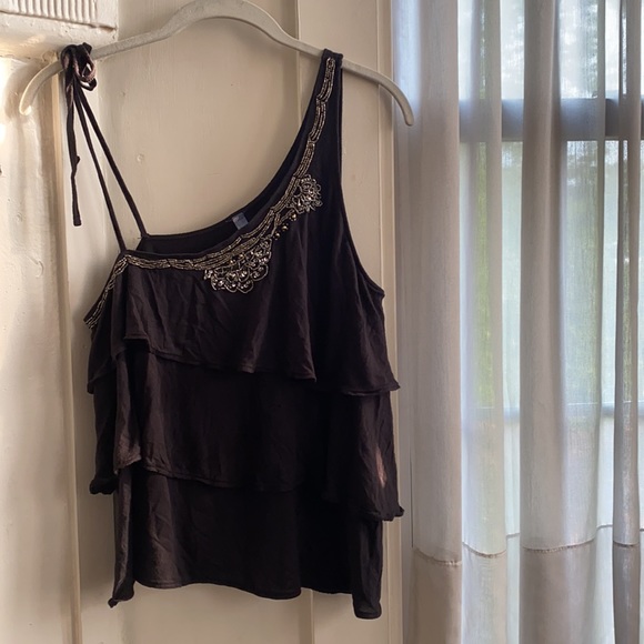 Free People Ruffled One Shoulder Tank Top Size M - Picture 7 of 12